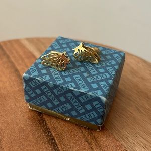 Vintage Clip On Butterfly Wing Earrings‎ Gold Accessory Antique Jewelry Pretty